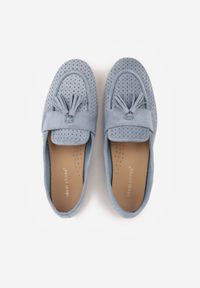 Born2be - Niebieskie Mokasyny z Imitacji Zamszu z Ozdobną Perforacją i Frędzlami Yenone. Okazja: na co dzień, na spotkanie biznesowe, do pracy. Kolor: niebieski. Materiał: zamsz. Styl: casual, biznesowy, klasyczny #3