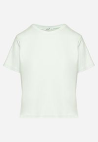 Born2be - Zielony Bawełniany T-shirt z Grubszej Bawełny Tiariane. Okazja: na co dzień, na spotkanie biznesowe, do pracy. Kolor: zielony. Materiał: bawełna. Styl: biznesowy, klasyczny, elegancki, casual #5