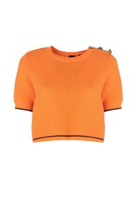 Pinko Sweter "Somiedo" | 1G16Y7 Y7ZA | Somiedo | Kobieta | Pomarańczowy. Kolor: pomarańczowy. Materiał: bawełna, wiskoza, poliamid. Długość rękawa: krótki rękaw. Długość: krótkie. Wzór: ze splotem, aplikacja #4