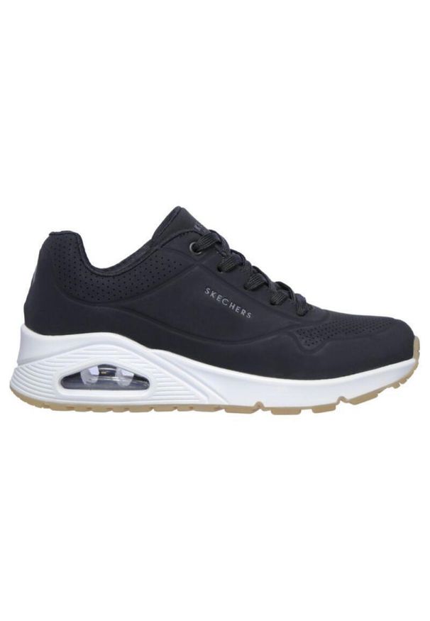 skechers - Buty SKECHERS Uno Stand On Air. Okazja: na co dzień. Kolor: czarny. Materiał: skóra