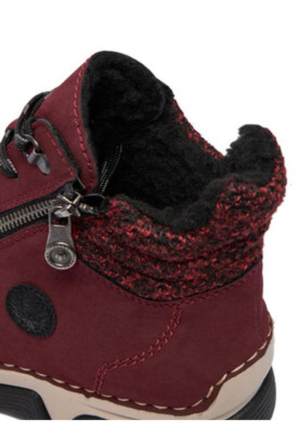 Rieker Trzewiki 45960-35 Bordowy. Kolor: czerwony. Materiał: materiał