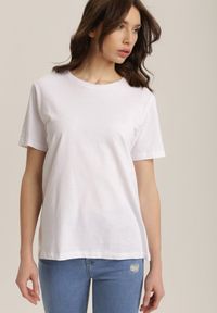 Renee - Biały T-shirt Errona. Kolor: biały. Materiał: dzianina, jeans. Długość rękawa: krótki rękaw. Długość: krótkie