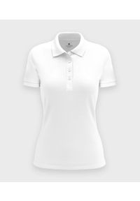 MegaKoszulki - Damska koszulka polo (bez nadruku, gładka) - biała. Typ kołnierza: polo. Kolor: biały. Materiał: bawełna. Wzór: gładki