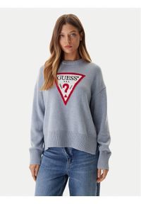 Guess Jeans Sweter W4BR12 Z3HM1 Niebieski Relaxed Fit. Kolor: niebieski. Materiał: bawełna