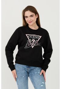 Guess - GUESS Czarna damska bluza Icon, Rozmiar S. Kolor: czarny