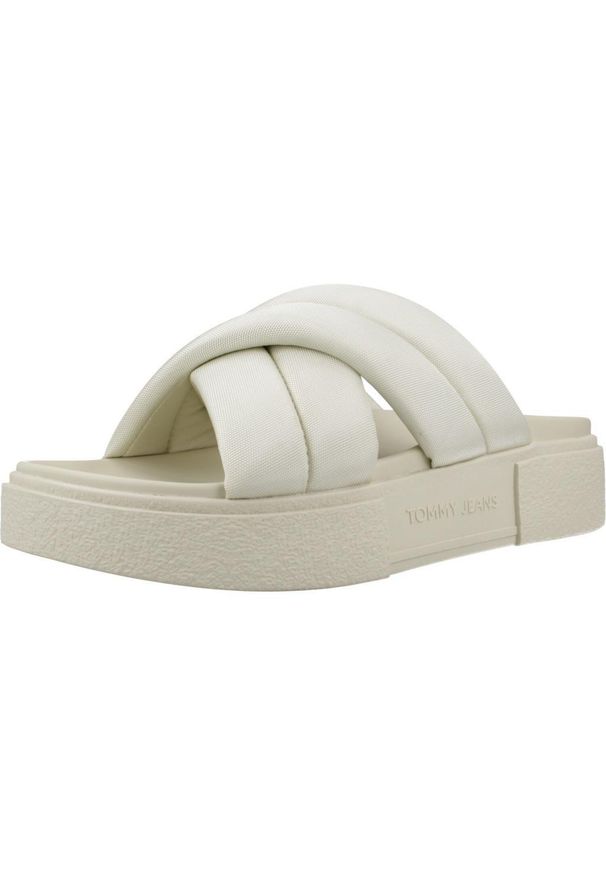 TOMMY HILFIGER - Sandały TOMMY JEANS FLATFORM SANDAL Biały. Kolor: biały. Materiał: jeans. Sezon: lato
