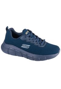 skechers - Adidasy Skechers Bobs B Flex - Chill, Mężczyźni. Zapięcie: sznurówki. Kolor: niebieski. Materiał: materiał, syntetyk, tkanina. Szerokość cholewki: normalna. Sport: turystyka piesza
