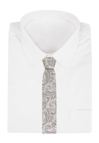 Męski Krawat - Chattier - Kolor Śmietankowy z Wzorem Paisley. Kolor: wielokolorowy, brązowy, beżowy. Materiał: tkanina. Wzór: paisley. Styl: elegancki, klasyczny, wizytowy #2
