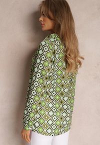 Renee - Jasnozielona Koszula w Kwadraty Uaini. Kolor: zielony. Materiał: materiał. Długość rękawa: długi rękaw. Długość: długie. Wzór: geometria. Styl: klasyczny #3