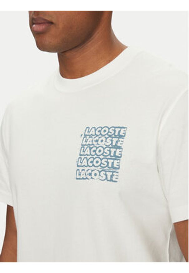 Lacoste T-Shirt TH0288 Écru Classic Fit. Materiał: bawełna