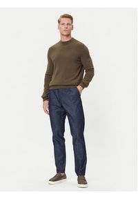 Marc O'Polo Denim Sweter 5000007280 Brązowy Regular Fit. Typ kołnierza: polo. Kolor: brązowy. Materiał: wełna #5