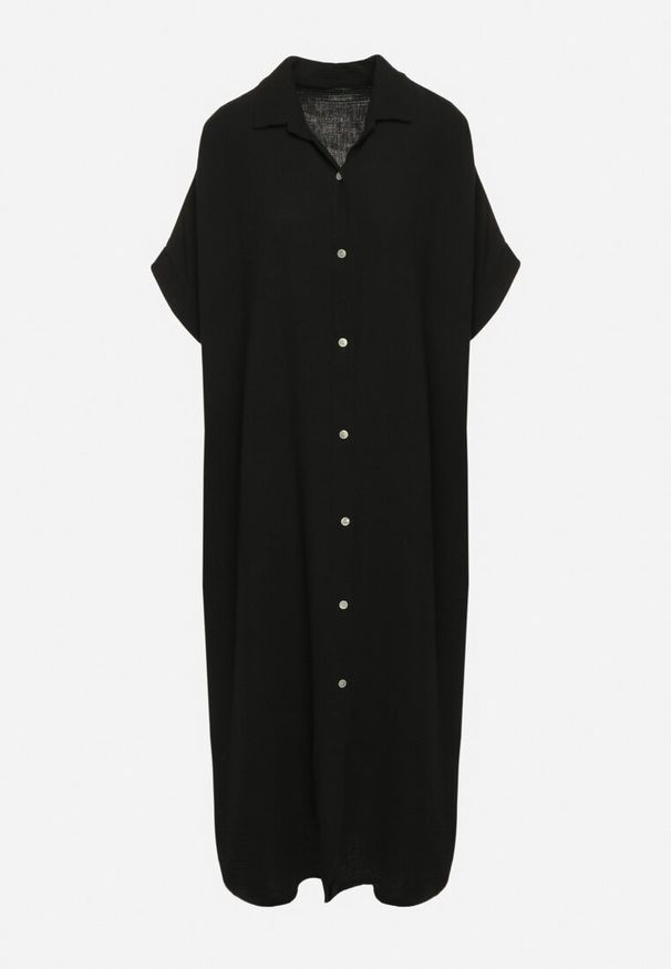 Born2be - Czarna Bawełniana Sukienka Muślinowa o Pudełkowym Kroju Vimarille. Kolor: czarny. Materiał: bawełna. Typ sukienki: proste