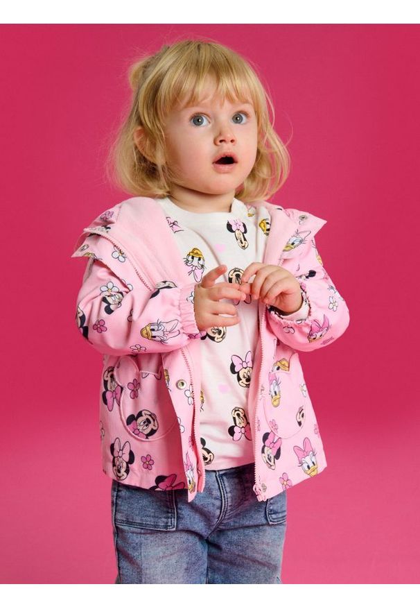 Sinsay - Kurtka z kapturem wewnątrz z polarem Minnie Mouse - różowy. Typ kołnierza: kaptur. Kolor: różowy. Materiał: polar. Wzór: motyw z bajki