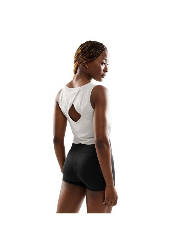 SIROKO - Damska treningowa koszulka crop top bez rękawów Fitness Siroko Avast. Kolor: biały. Materiał: materiał. Długość rękawa: bez rękawów. Sport: fitness