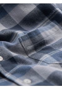 Ombre Clothing - Flanelowa koszula męska w kratę - niebiesko-szara V1. Kolor: szary. Materiał: bawełna. Styl: klasyczny #4
