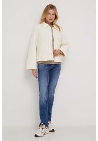 TOMMY HILFIGER - Tommy Hilfiger bluza damska kolor beżowy. Kolor: beżowy. Materiał: bawełna. Wzór: nadruk. Styl: klasyczny #4