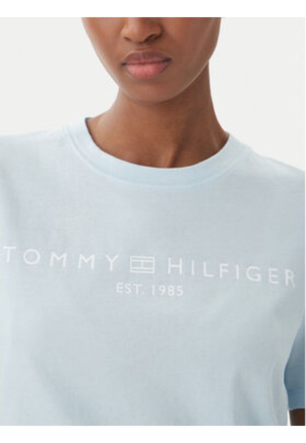 TOMMY HILFIGER - Tommy Hilfiger T-Shirt WW0WW40276 Niebieski jasny Regular Fit. Kolor: niebieski. Materiał: bawełna