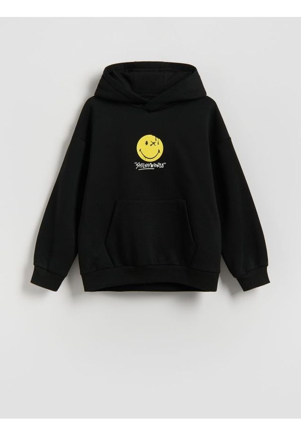 Reserved - Bluza SmileyWorld® - czarny. Kolor: czarny. Materiał: dzianina, bawełna