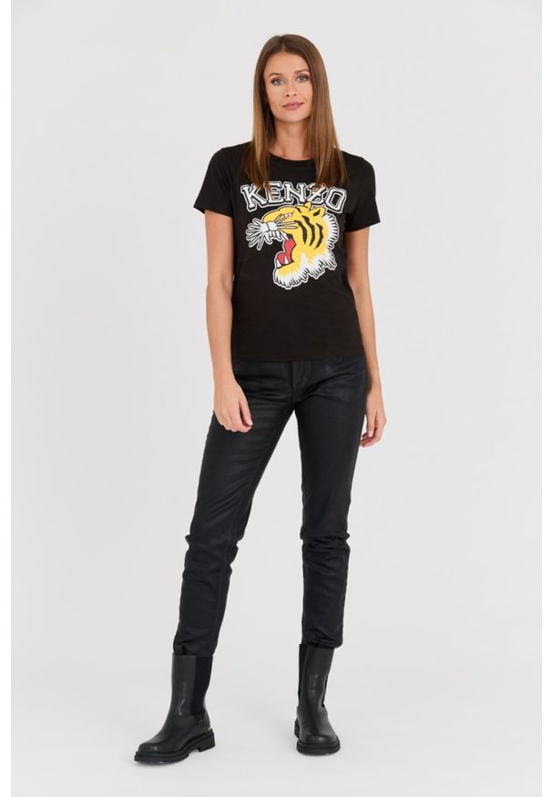 Kenzo - KENZO Czarny damski t-shirt Tiger Varsity crewneck, Rozmiar XS. Kolor: czarny