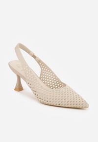 Born2be - Ciemnobeżowe Szpilki Eleganckie z Ażurową Cholewką Amiphe. Okazja: do pracy, na co dzień, na spotkanie biznesowe. Kolor: beżowy. Szerokość cholewki: normalna. Wzór: ażurowy. Obcas: na szpilce. Styl: elegancki #9