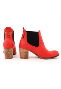 Zapato - sztyblety na słupku - skóra naturalna - model 455 - kolor czerwony (38). Okazja: na co dzień. Kolor: czerwony. Materiał: skóra. Sezon: wiosna, zima, lato, jesień. Obcas: na słupku. Styl: klasyczny, street, casual. Wysokość obcasa: średni #3