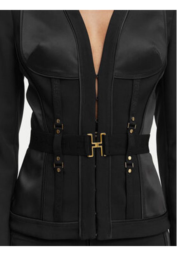 Elisabetta Franchi Marynarka GI-233-62E2-V840 Czarny Slim Fit. Kolor: czarny. Materiał: syntetyk