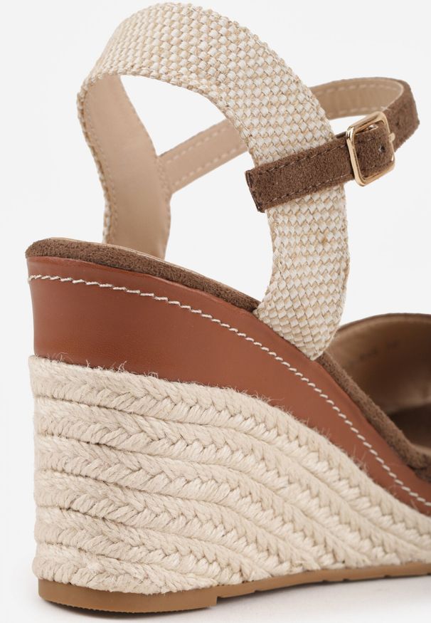 Born2be - Brązowe Sandały VICES na Koturnie z Plecionki w Stylu Boho Corolea. Zapięcie: pasek. Kolor: brązowy. Materiał: len. Obcas: na koturnie. Styl: boho. Wysokość obcasa: średni