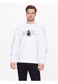 Karl Lagerfeld - KARL LAGERFELD Bluza DISNEY Logo 705098 532930 Biały Regular Fit. Typ kołnierza: dekolt w karo. Kolor: biały. Materiał: bawełna. Wzór: motyw z bajki