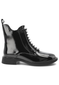 Czarne Botki S.Barski Lakierowane Buty Damskie. Okazja: na co dzień. Kolor: czarny. Materiał: lakier. Styl: casual, rockowy, klasyczny, wizytowy #6