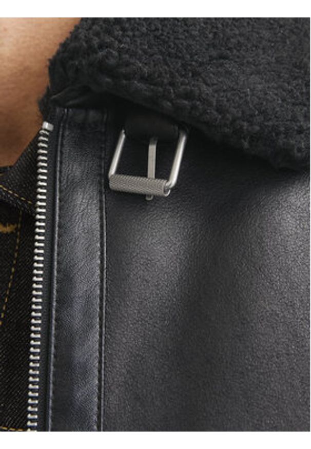 Jack & Jones - Jack&Jones Kurtka z imitacji skóry Cole Aviator 12261819 Czarny Regular Fit. Kolor: czarny. Materiał: skóra