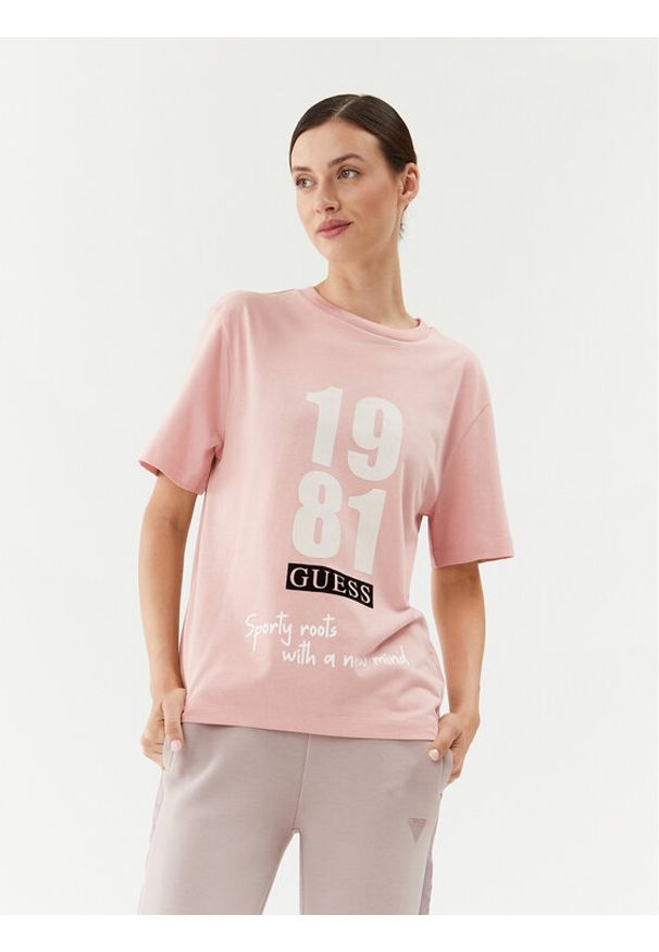 Guess T-Shirt V3BI00 KA260 Różowy Relaxed Fit. Kolor: różowy. Materiał: bawełna