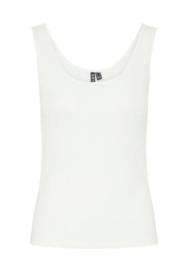 Pieces Top Fia 17155482 Biały Slim Fit. Kolor: biały. Materiał: syntetyk