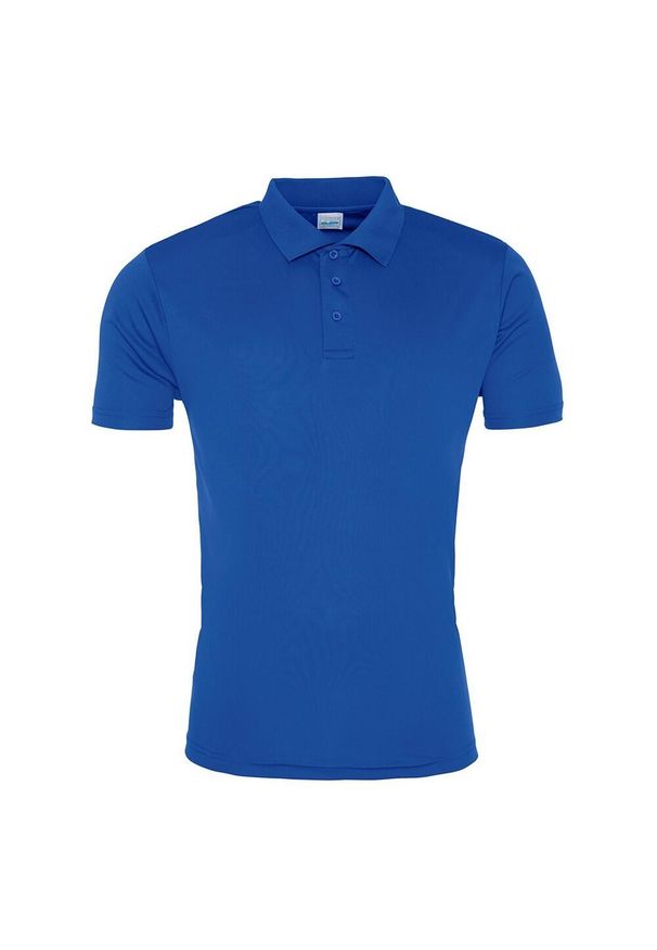 JUST COOL - Męska Gładka Koszulka Polo. Typ kołnierza: polo. Kolor: niebieski. Wzór: gładki