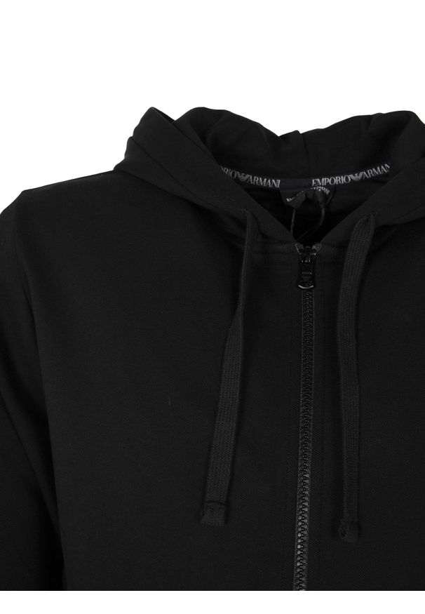 Emporio Armani Bluza | 112053 4F574 | Mężczyzna | Czarny. Okazja: na co dzień. Typ kołnierza: kaptur. Kolor: czarny. Materiał: bawełna, poliester, elastan. Styl: casual