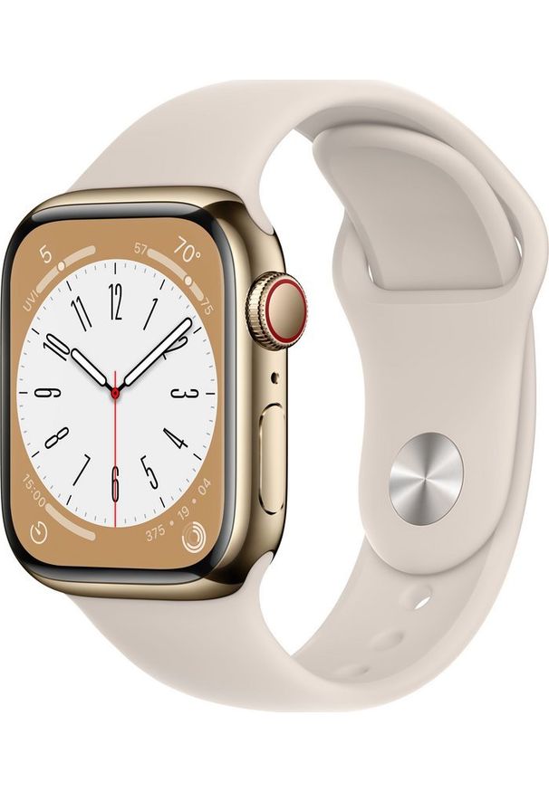 APPLE - Smartwatch Apple Watch 8 GPS + Cellular 41mm Gold Stainless Steel Sport Beżowy (MNJC3FD/A). Rodzaj zegarka: smartwatch. Kolor: beżowy. Styl: sportowy