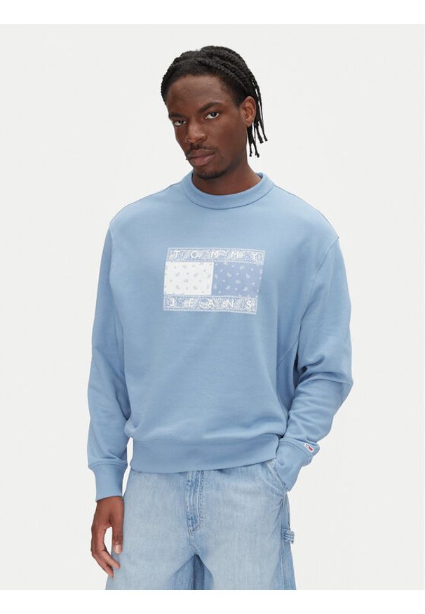 Tommy Jeans Bluza Paisley Flag DM0DM20832 Niebieski Relaxed Fit. Kolor: niebieski. Materiał: bawełna. Wzór: paisley