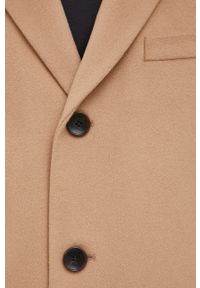 BOSS - Boss Płaszcz męski kolor beżowy przejściowy. Kolor: beżowy. Materiał: tkanina. Wzór: gładki #3