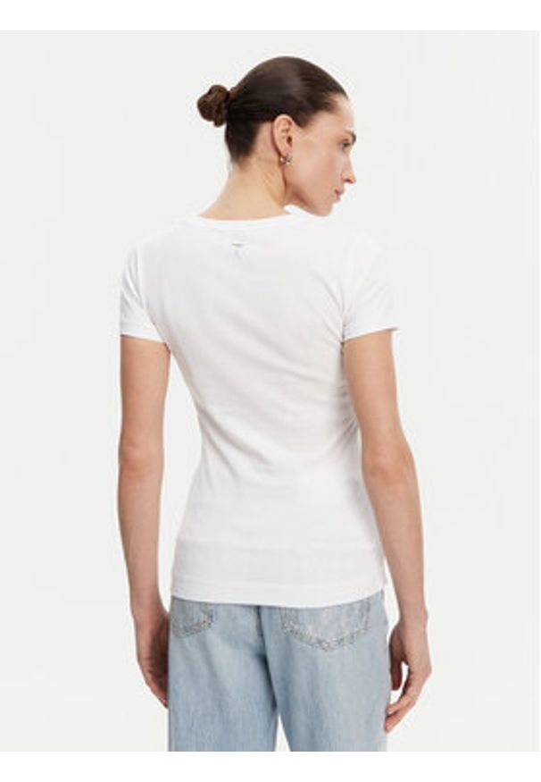 Guess T-Shirt W5GI08 J1314 Biały Slim Fit. Kolor: biały. Materiał: bawełna