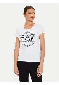 EA7 Emporio Armani T-Shirt 6DTT20 TJQCZ 1100 Biały Slim Fit. Kolor: biały. Materiał: bawełna #1