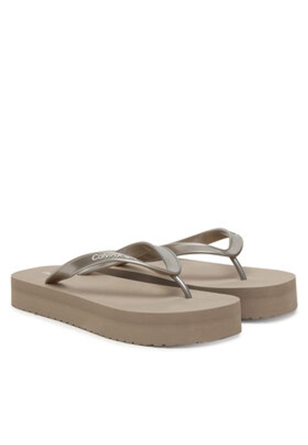Calvin Klein Japonki Flatform Flip Flop Met Tpu HW0HW03120 Złoty. Kolor: złoty. Materiał: syntetyk