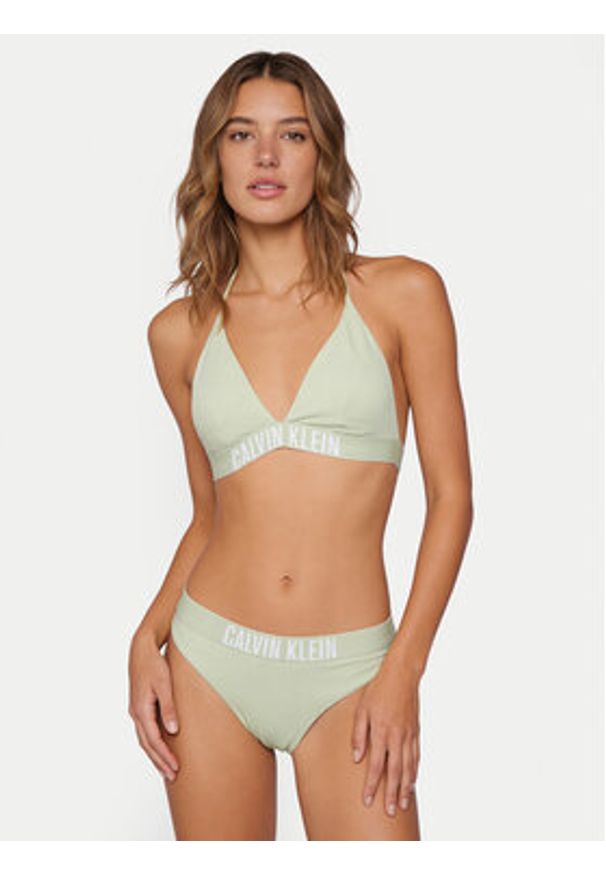 Calvin Klein Swimwear Dół od bikini LV00Q61221 Zielony. Kolor: zielony. Materiał: syntetyk