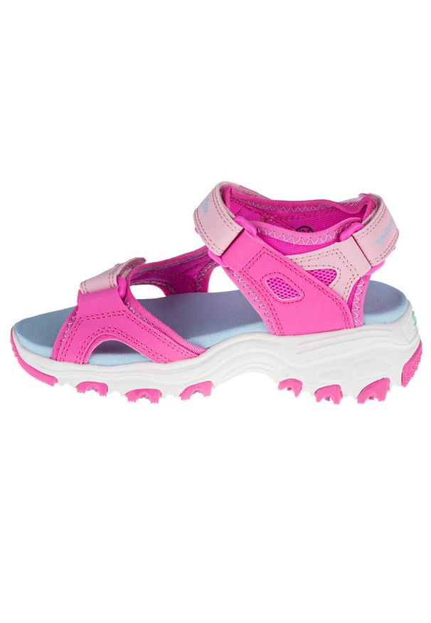 skechers - Skechers D'Lites, dla dziewczynki, sandały, Różowe. Kolor: wielokolorowy, różowy, niebieski. Materiał: tkanina