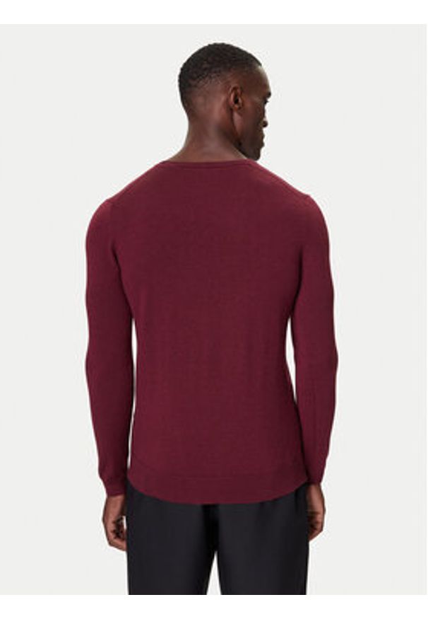 Karl Lagerfeld - KARL LAGERFELD Sweter 655000 554399 Bordowy Slim Fit. Typ kołnierza: dekolt w karo. Kolor: czerwony. Materiał: wełna