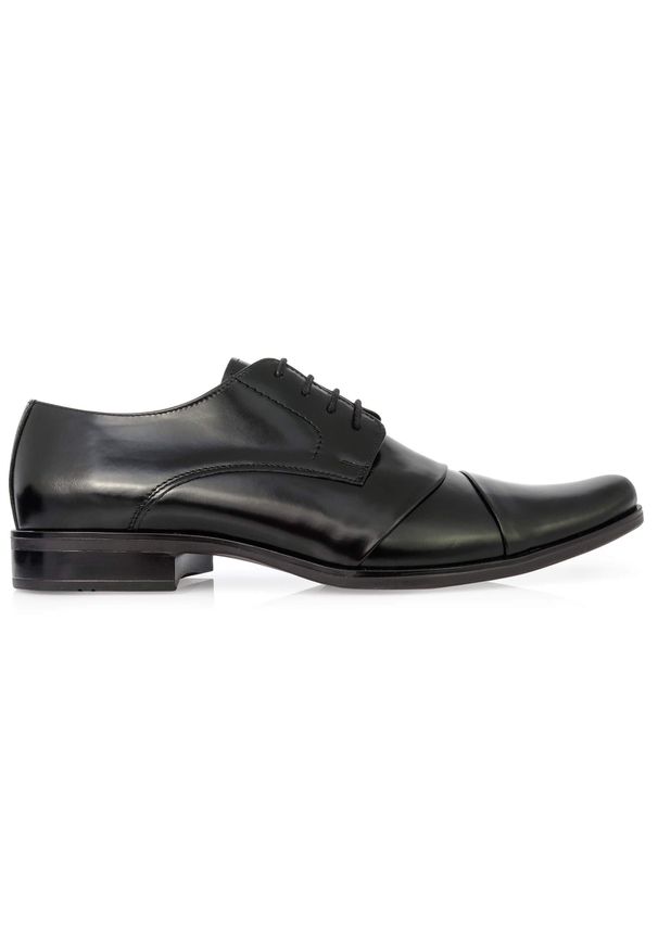 Modini - Wygodne czarne eleganckie buty męskie T33. Kolor: czarny. Materiał: skóra. Styl: elegancki