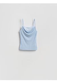 Reserved - Top z koronką - jasnoniebieski. Kolor: niebieski. Materiał: koronka. Wzór: koronka