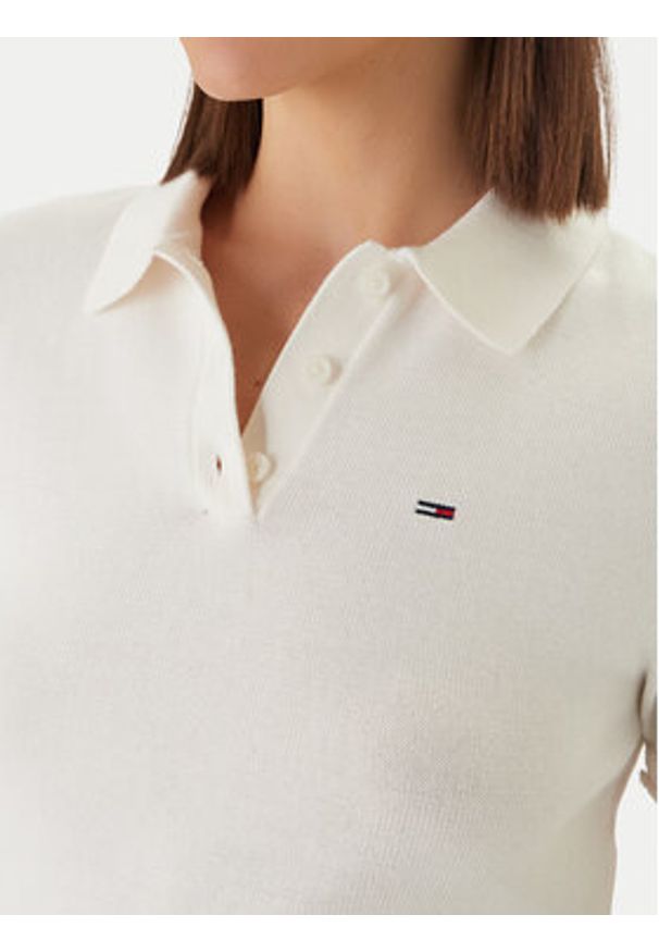 Tommy Jeans Polo DW0DW22597 Biały Slim Fit. Typ kołnierza: polo. Kolor: biały. Materiał: bawełna
