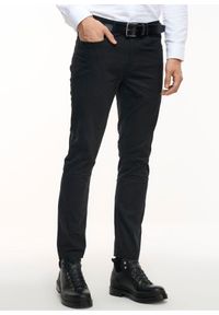 Ochnik - Czarne spodnie męskie. Kolor: czarny. Materiał: materiał