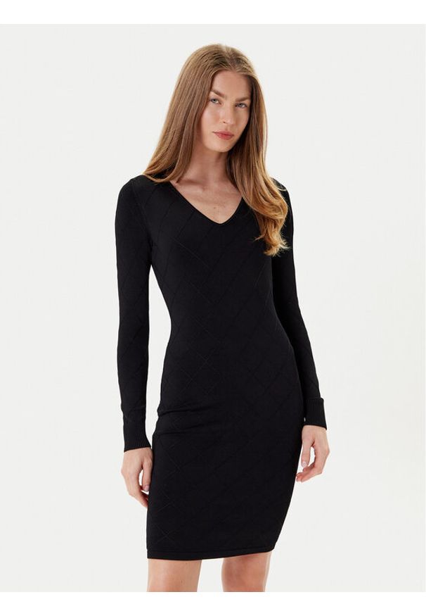 Marciano Guess Sukienka dzianinowa 5YGK23 5036Z Czarny Slim Fit. Kolor: czarny. Materiał: wiskoza