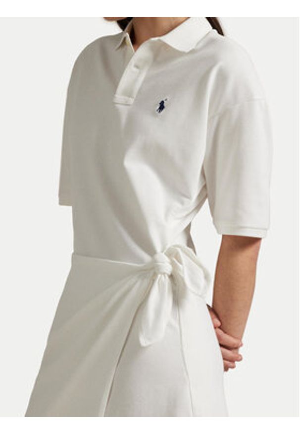Polo Ralph Lauren Sukienka codzienna 211A88516002 Biały Straight Fit. Okazja: na co dzień. Typ kołnierza: polo. Kolor: biały. Materiał: bawełna. Typ sukienki: proste. Styl: casual