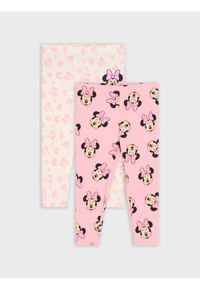 Sinsay - Bawełniane legginsy 2 pack Minnie Mouse - różowy. Kolor: różowy. Materiał: bawełna. Wzór: motyw z bajki #1